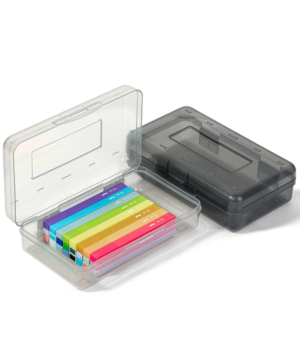 Mr. Pen- Plastic Pencil Case Box, 2 Pack, Large Crayon Marker Pen Organizer