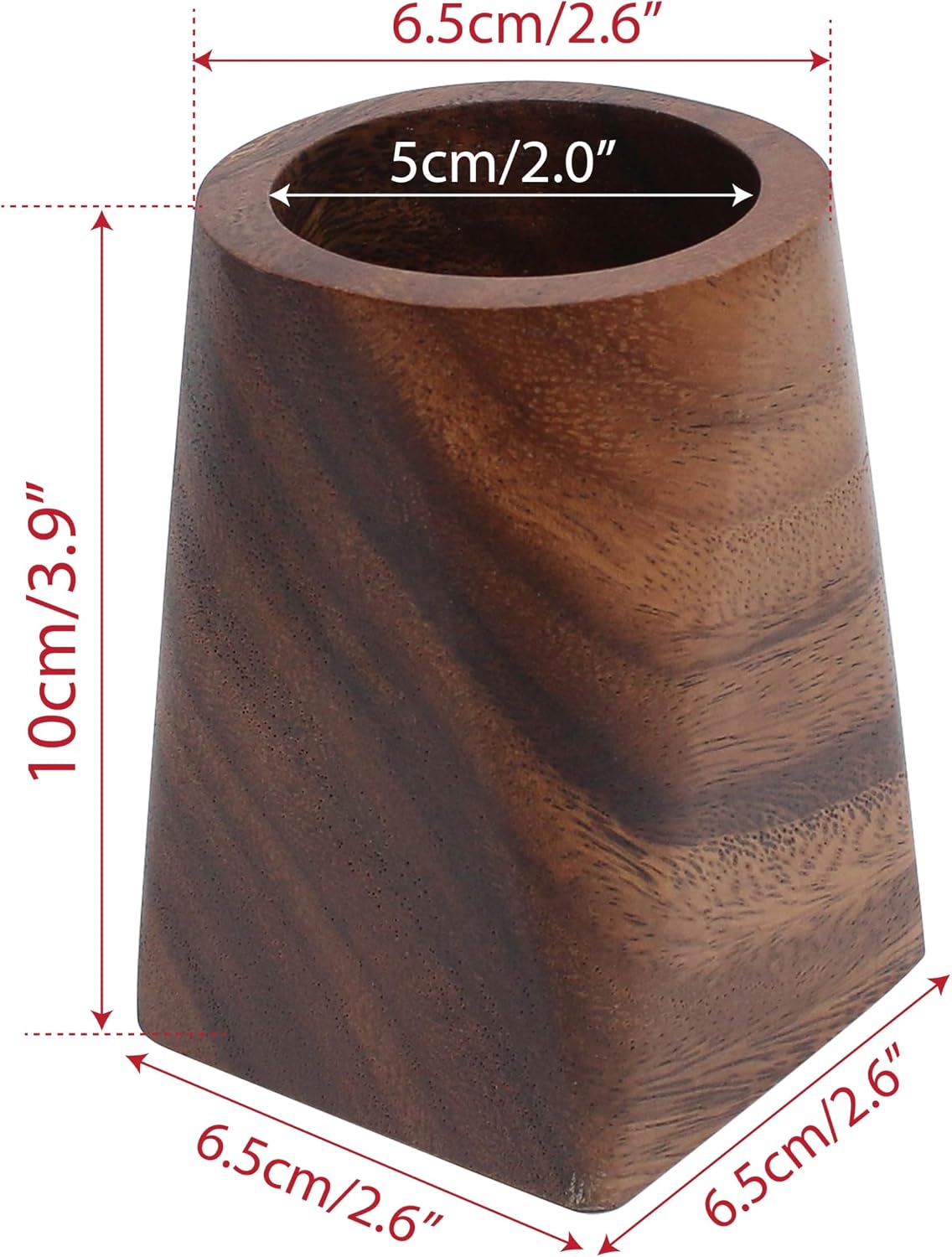 Wooden Pencil Holder, Walnut Wood Pen Cup, Desk Accessories, 4 Inch Organizer Caddy Stand, Vintage Rustic Box for Desktop, Men Supplies, Makeup Brushes, Stationery, Offices Decoration