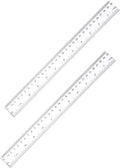 Ruler 12 Inch, 2 Pack Clear Plastic Rulers with Inches and Metric, Shatterproof Transparent Straight Edge for School Office, Easy-to-Read mm cm Markings