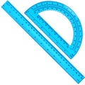 2 Packs 12 Inch Plastic Ruler and 6 Inch Plastic Protractor Set Clear Math Geometry Set Classroom Set Angle Detector School Supplies Classroom Ruler Home Office Drawings (Transparent)