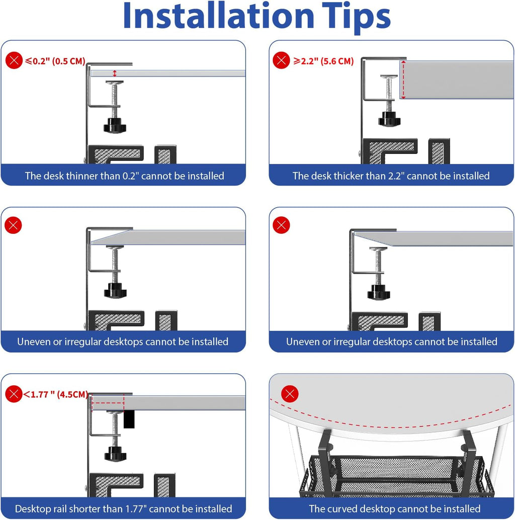 Under Desk Cable Management Tray, GZOKMOG 15.75" No Drill Cable Management,