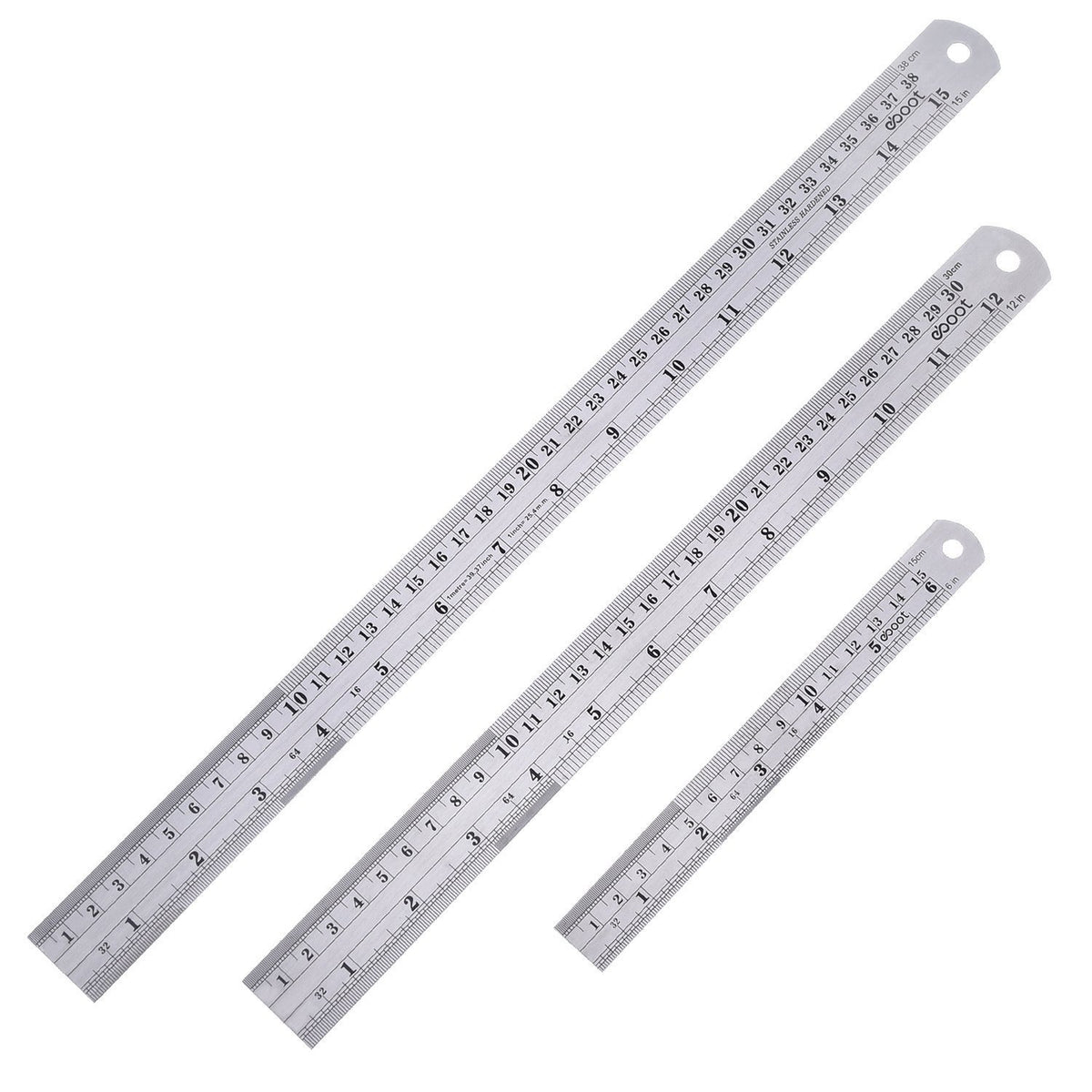 Stainless Steel Ruler and Metal Rule Kit with Conversion Table (Rose Red, 12 Inch, 6 Inch)