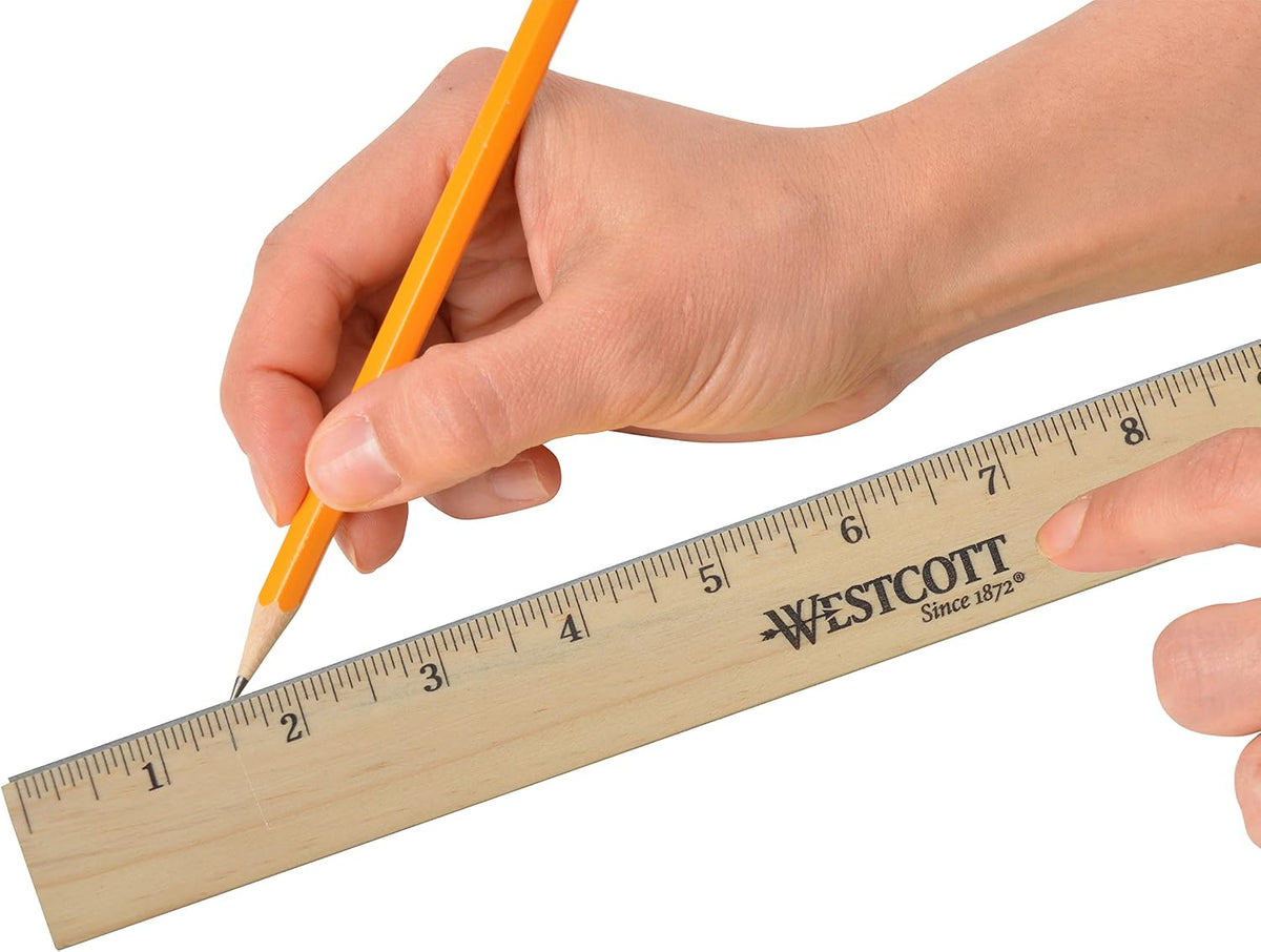 Westcott 05011 Beveled Edge Wooden Ruler, 12 Inch