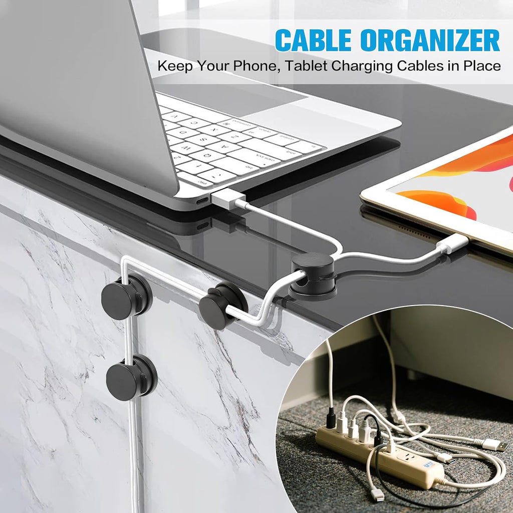 6PC Cord Organizer Holder for Desk, New 360° Rotatable Spring Cable Clips