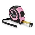 WORKPRO 25-FT Tape Measure with Fractions, 3 Brakes Retractable Measuring Tape, Compact Measurement Tape with Magnetic Hook, Nylon Coating Blade Accuracy 1/32”, Pink