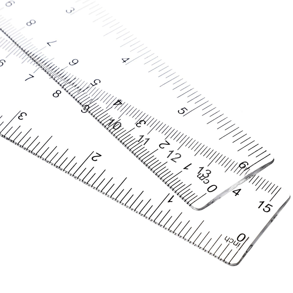 EBOOT 2 Pcs Acrylic Rulers Clear Plastic Rulers Straight Ruler, 6 Inch