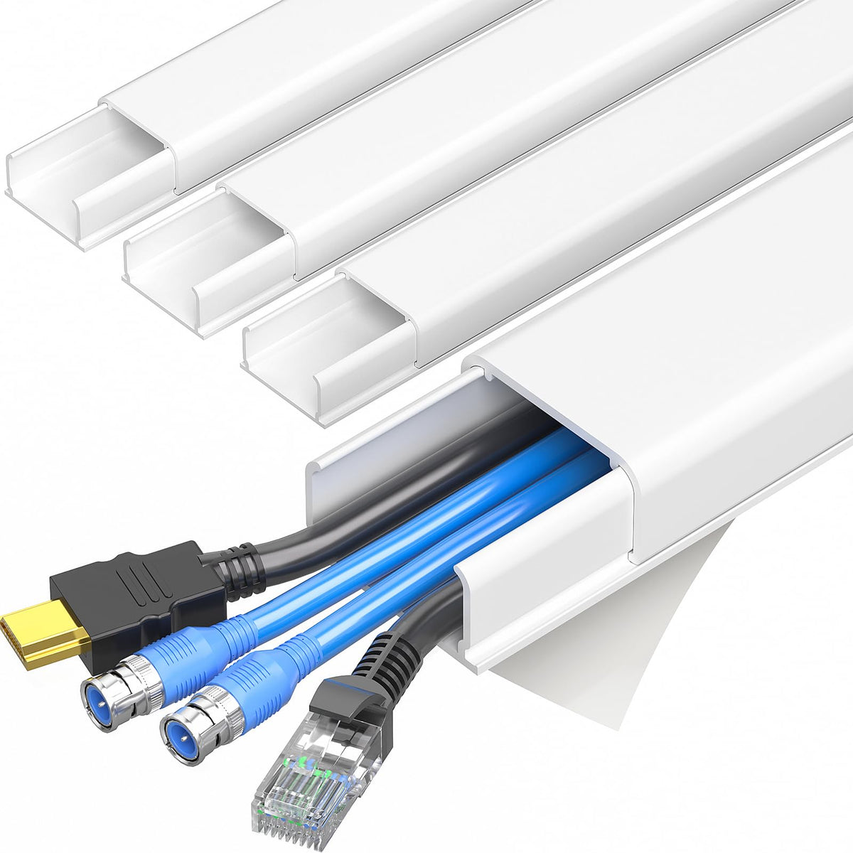 Delamu TV Cord Hider, Cord Covers for 2-3 Wires on Wall, Paintable Cable Hider Wire Covers for Cords, Easier Setup Wire Hiders for TV on Wall, Cable Cover Management to Hide Wires, W0.94H0.47in, White