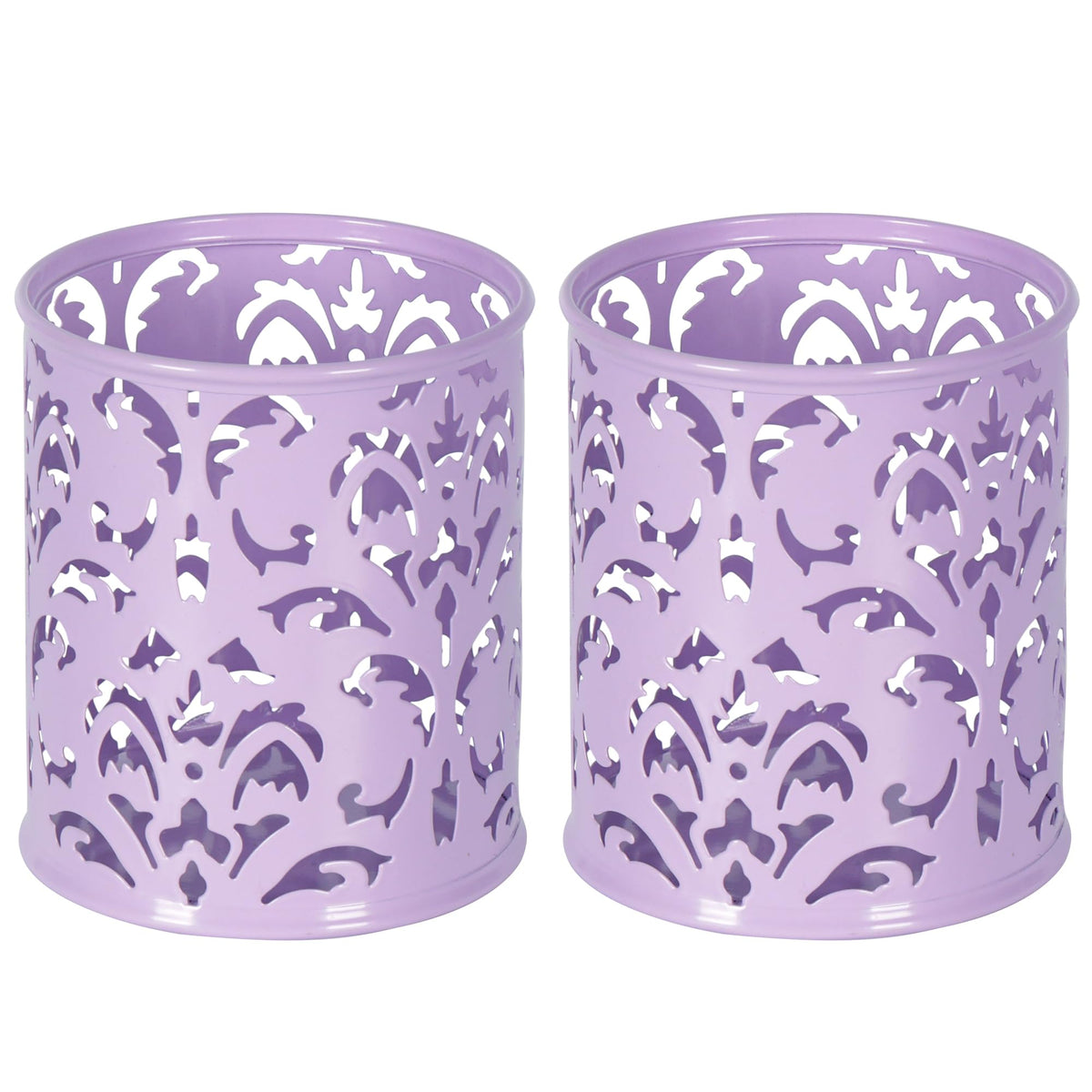 EasyPAG Pink Pen Holder for Desk, 2 Pack Round Pen Organizer, Brush Holder for Vanity, Metal Pencil Cup Organizer for Home, Office, Classroom, School