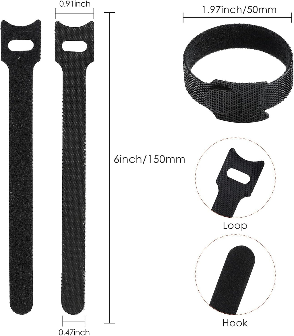 MVYC 120PCS 6 Inch Reusable Cable Ties Wire Ties Cord Organizer Cable Organizer Adjustable Management Black