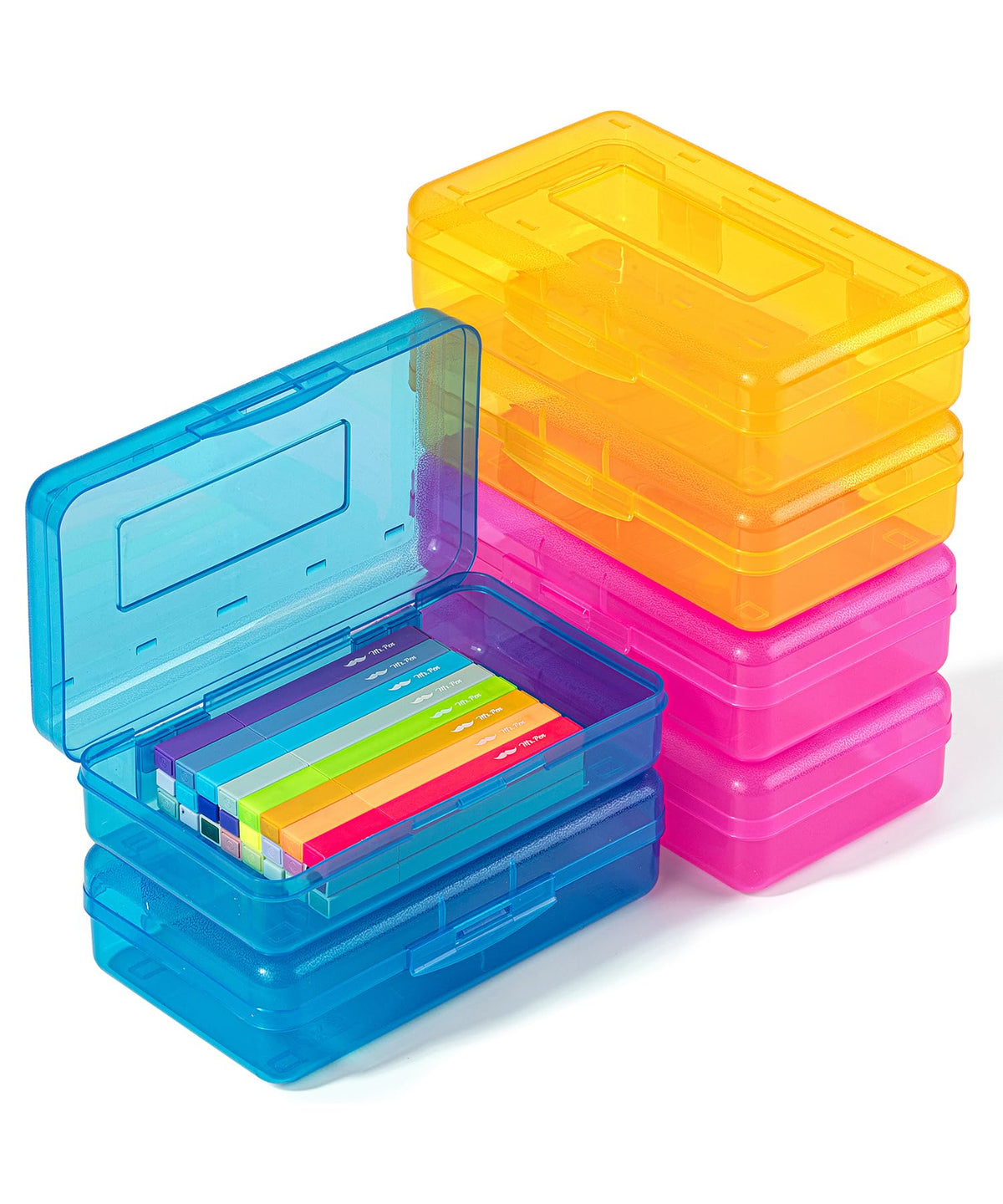 Mr. Pen- Plastic Pencil Case Box, 2 Pack, Large Crayon Marker Pen Organizer
