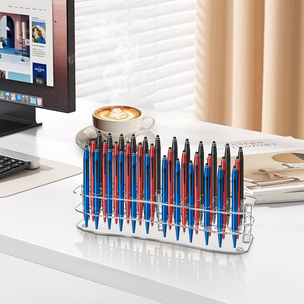 3 Pack Acrylic Pen Holder, 36-Slot Clear Pencil Display Stand, Eyebrow Pen Stands, Makeup Brush Rack Organizer, Art Brush Desk Stand Organizer for Home, Store, School Office Supplies