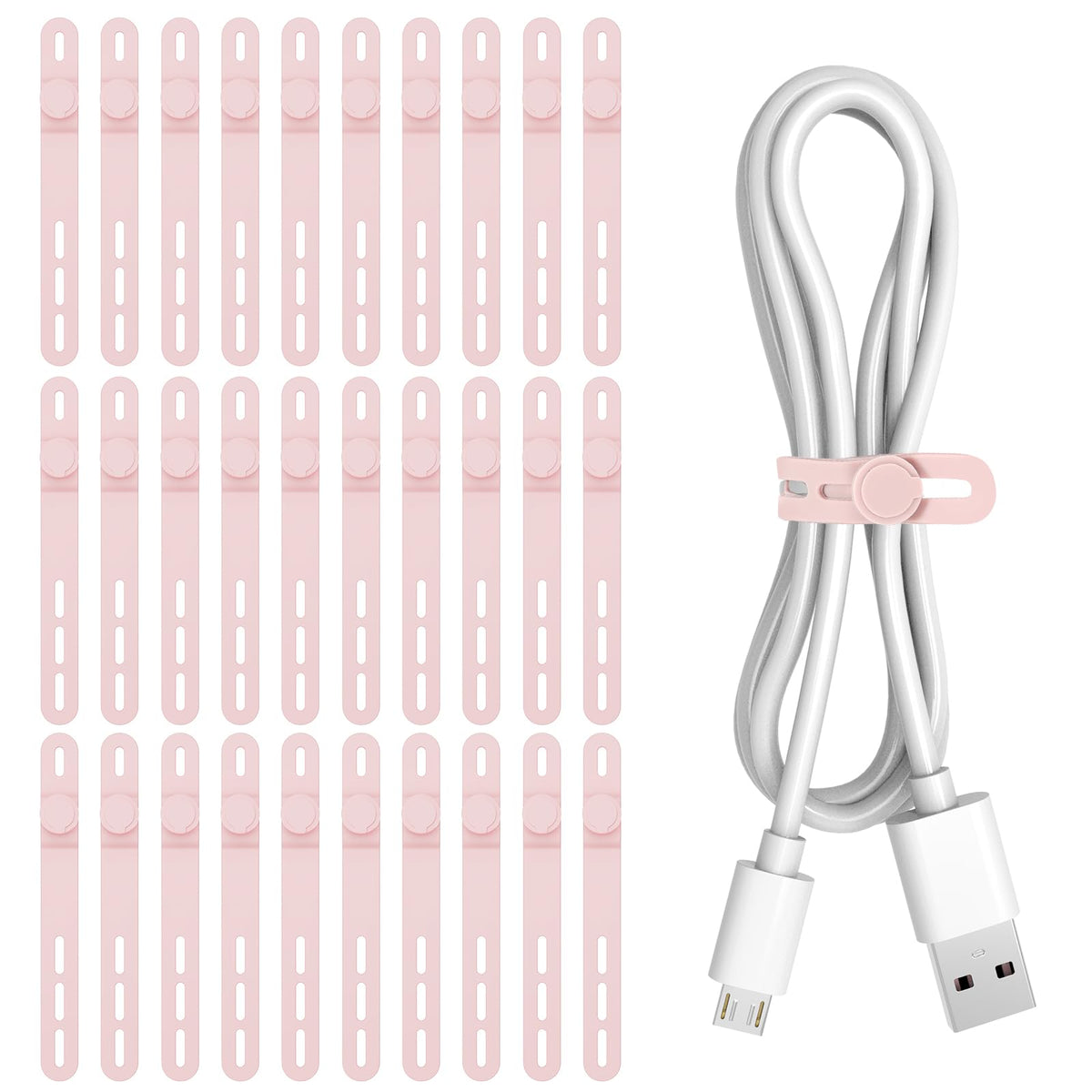 Donruby 24Pcs Silicone Cable Ties, Reusable Cord Organizer Straps, 4 Colors