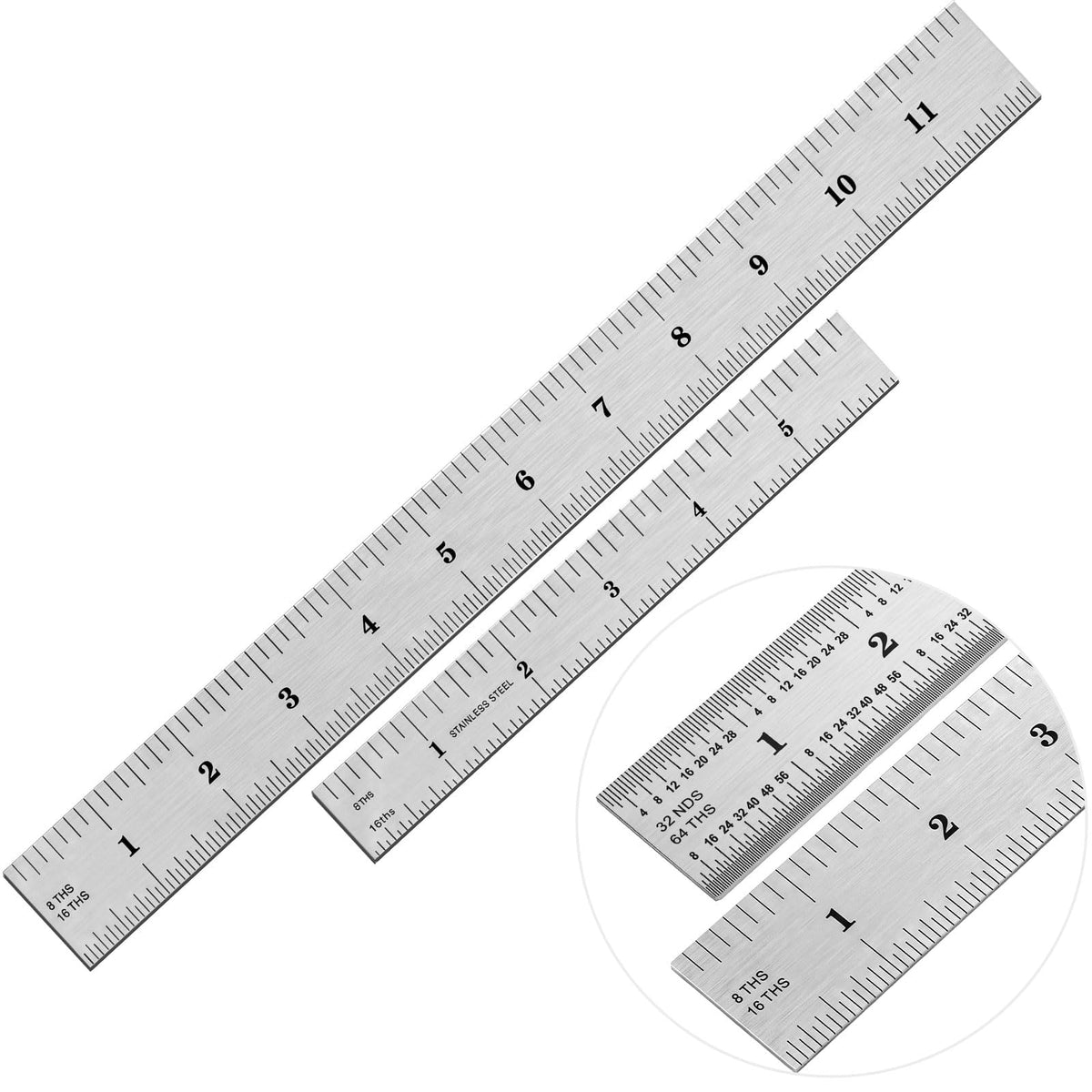 Eboot 2 Pcs Stainless Steel Ruler for Machinist Engineer, 10 Inch