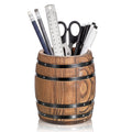 Rustic Wooden Pen Holders for Desk, Wine Barrel Shaped Pencil Cup