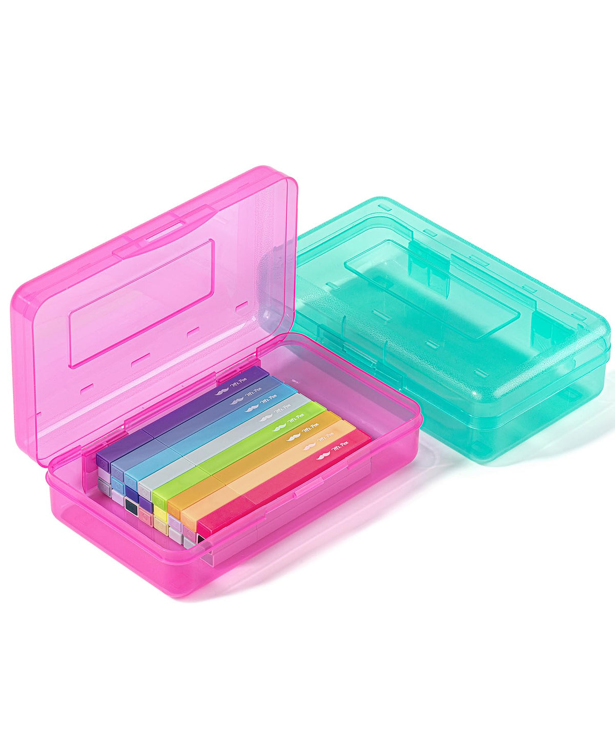 Mr. Pen- Plastic Pencil Case Box, 2 Pack, Large Crayon Marker Pen Organizer