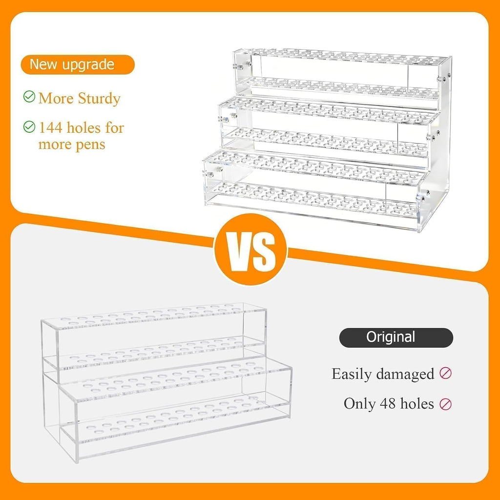 144-Slots Pen Holder for Craft Shows,Acrylic Pen Display Stand Holders