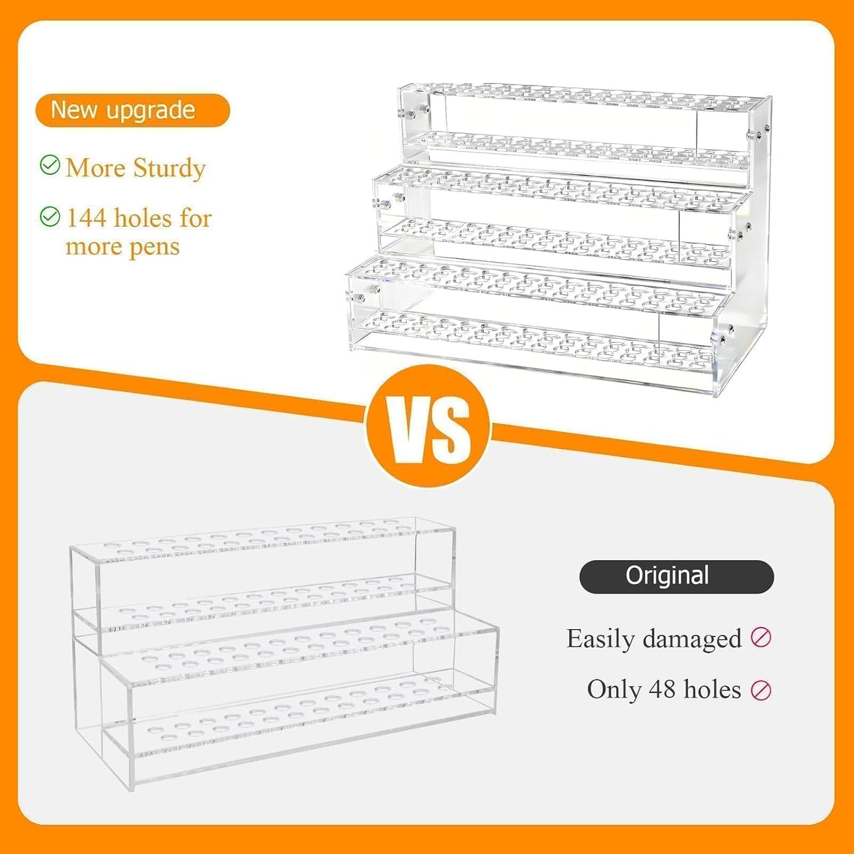 144-Slots Pen Holder for Craft Shows,Acrylic Pen Display Stand Holders