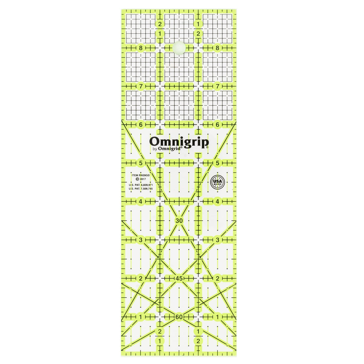 Omnigrip Non-Slip Rectangle Quilting Ruler, Cuts Two -1/2" x 12-1/2" Fabric