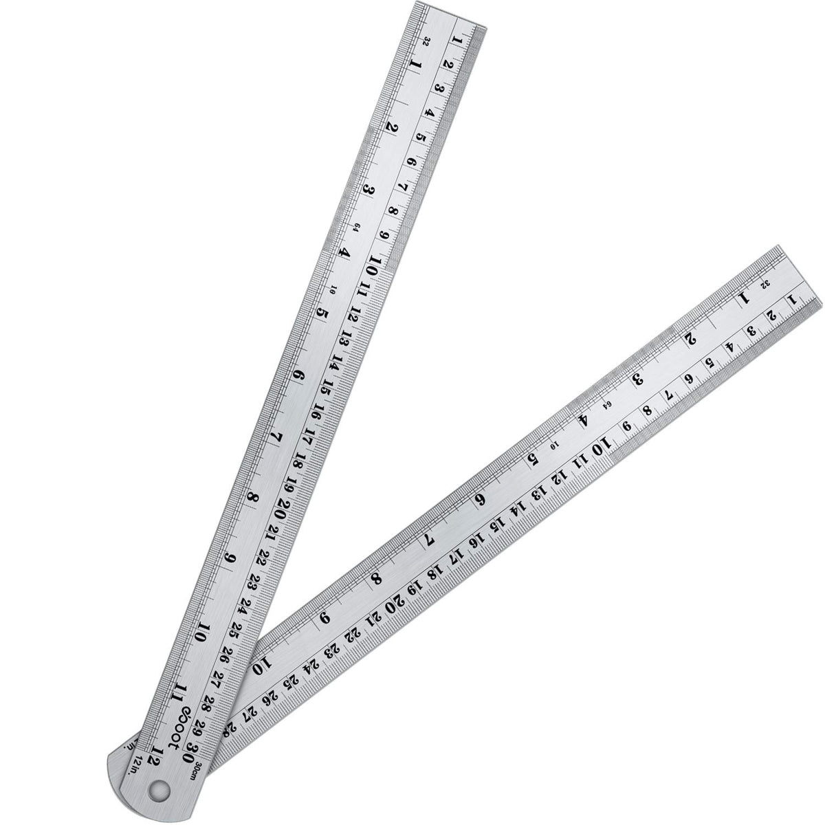 Stainless Steel Ruler and Metal Rule Kit with Conversion Table (Rose Red, 12 Inch, 6 Inch)