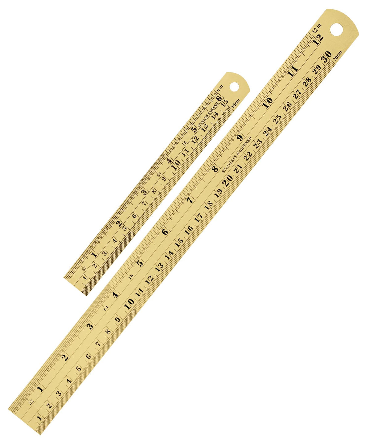 Mr. Pen- Metal Straight Edge Ruler, 2 Pack, 6" and 12", Gold