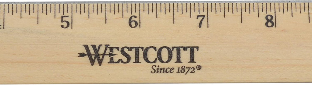 Westcott 05011 Beveled Edge Wooden Ruler, 12 Inch