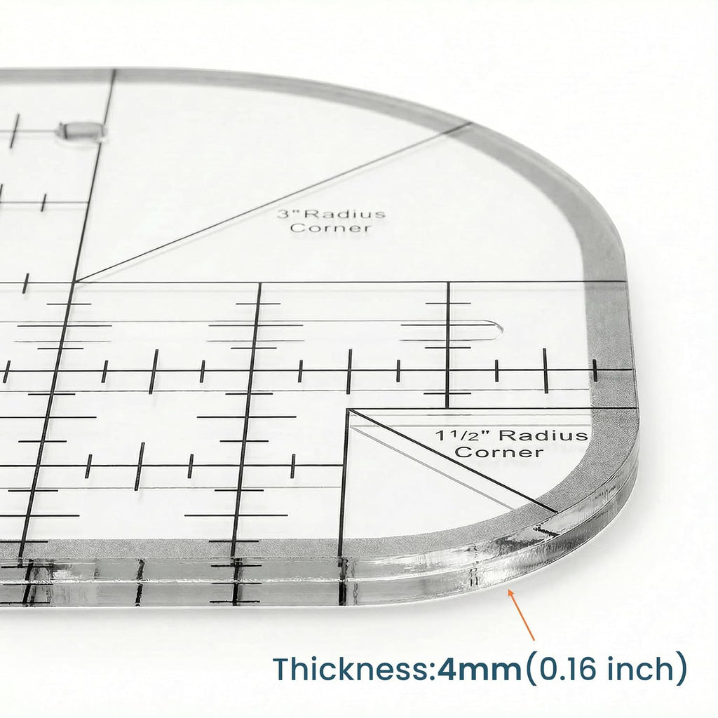 Acrylic Curved Corner Cutter Ruler, Quilting Guides Fabric Craft Ruler for Sewing Patchwork DIY Quilting Templates