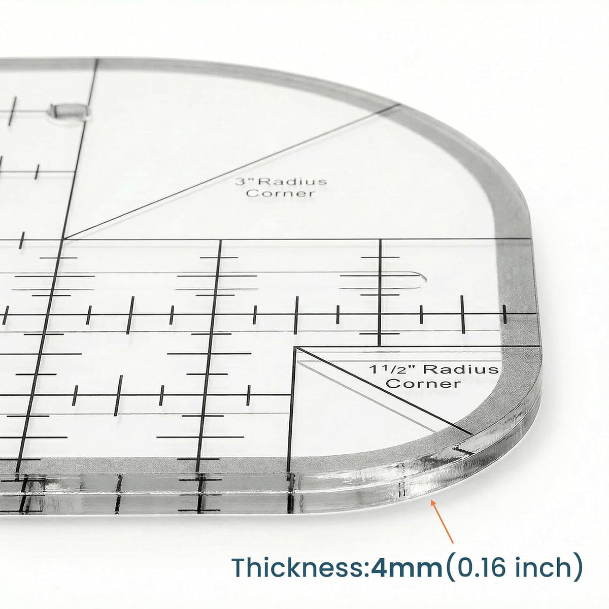 Acrylic Curved Corner Cutter Ruler, Quilting Guides Fabric Craft Ruler for Sewing Patchwork DIY Quilting Templates
