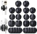 OHill 16PCS Black Cable Clips, Self Adhesive Cord Holder Cord Organizer