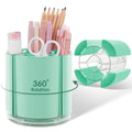 KONVINIT Pink Pen Holder for Desk, 5 Slots 360° Rotating Pen Organizer, Cute Desk Organizers and Accessories for School, Home, Office and Art Supply