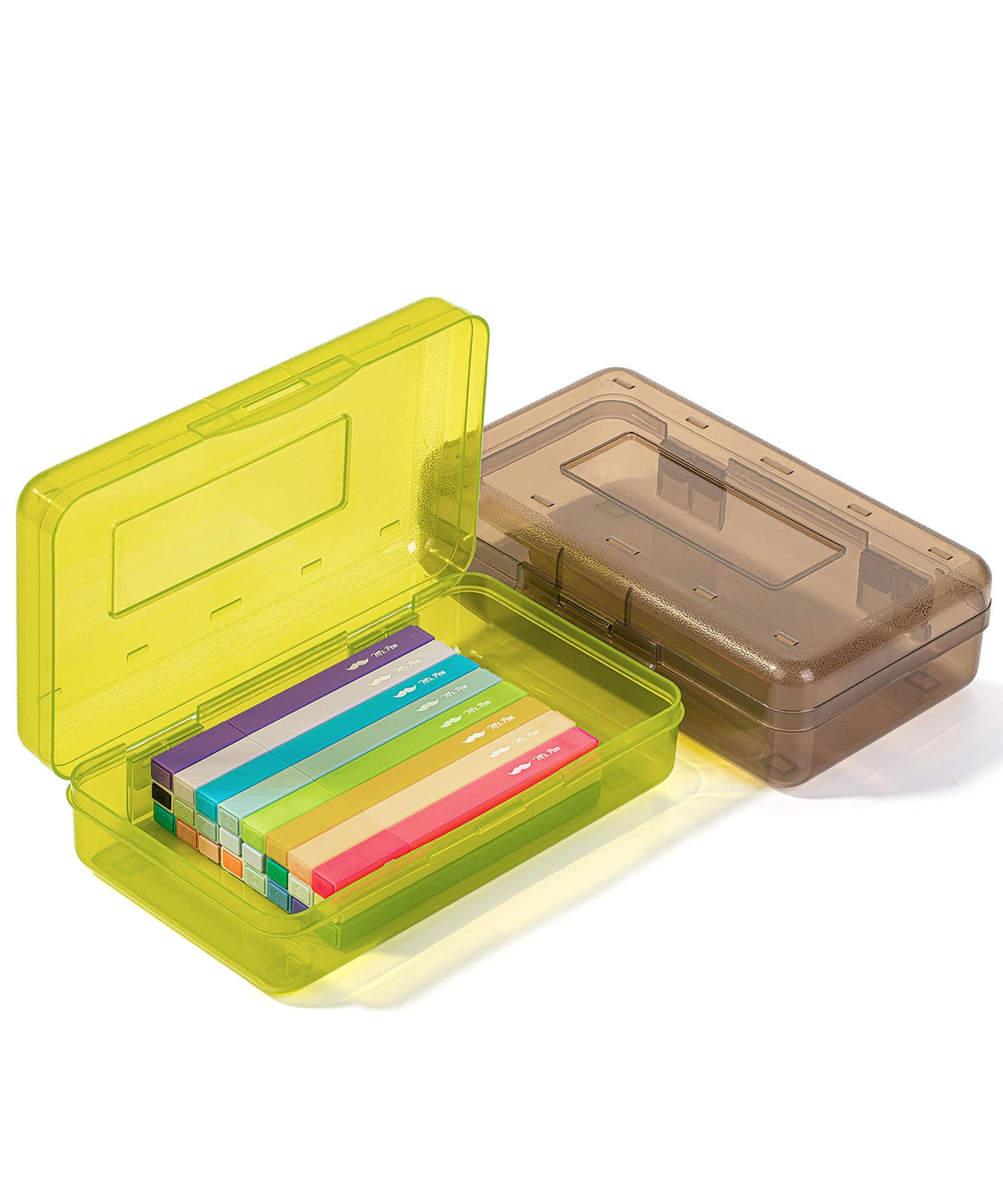 Mr. Pen- Plastic Pencil Case Box, 2 Pack, Large Crayon Marker Pen Organizer