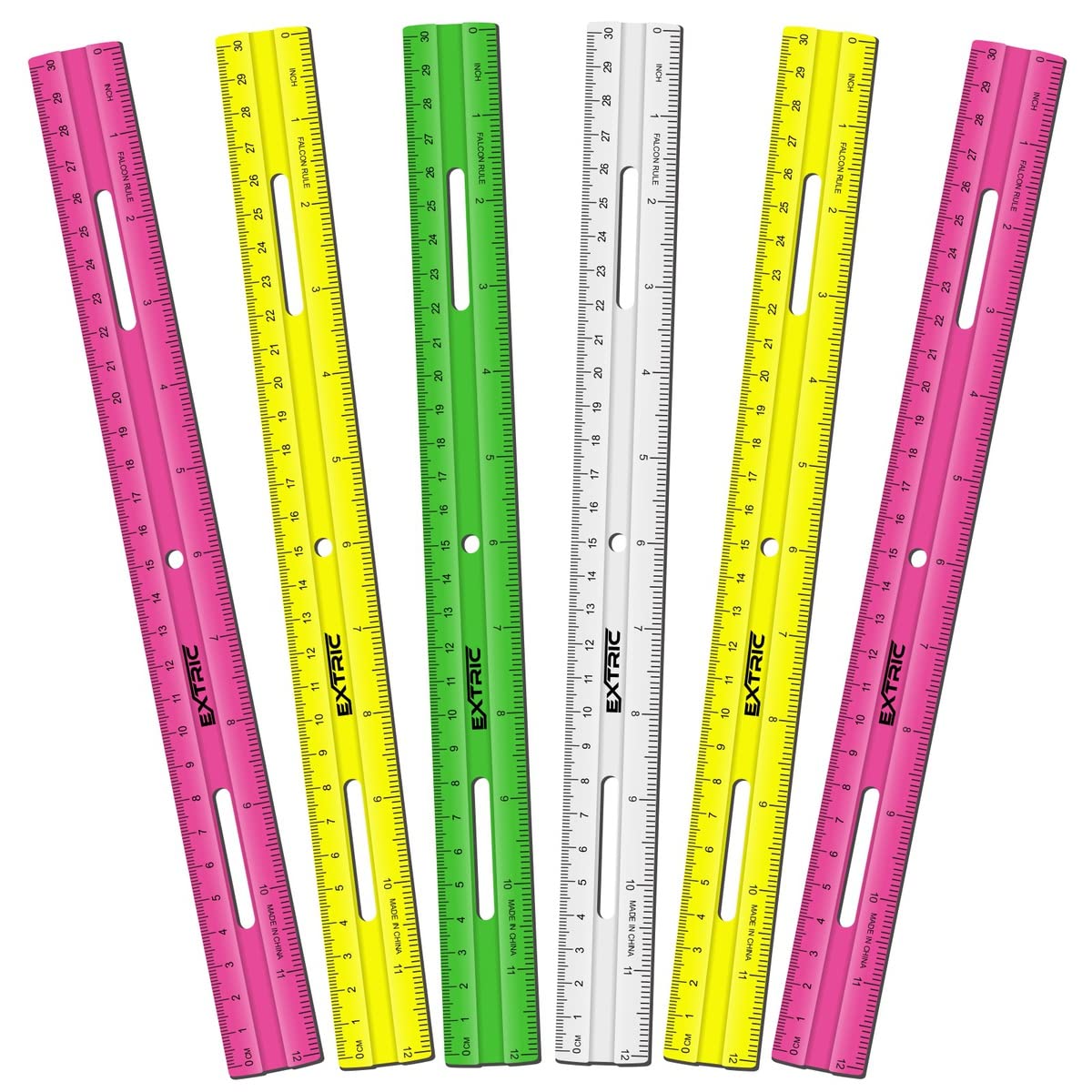 EXTRIC Ruler 12 Inch Clear Plastic Rulers 6 PK Classroom Set Metric Inch
