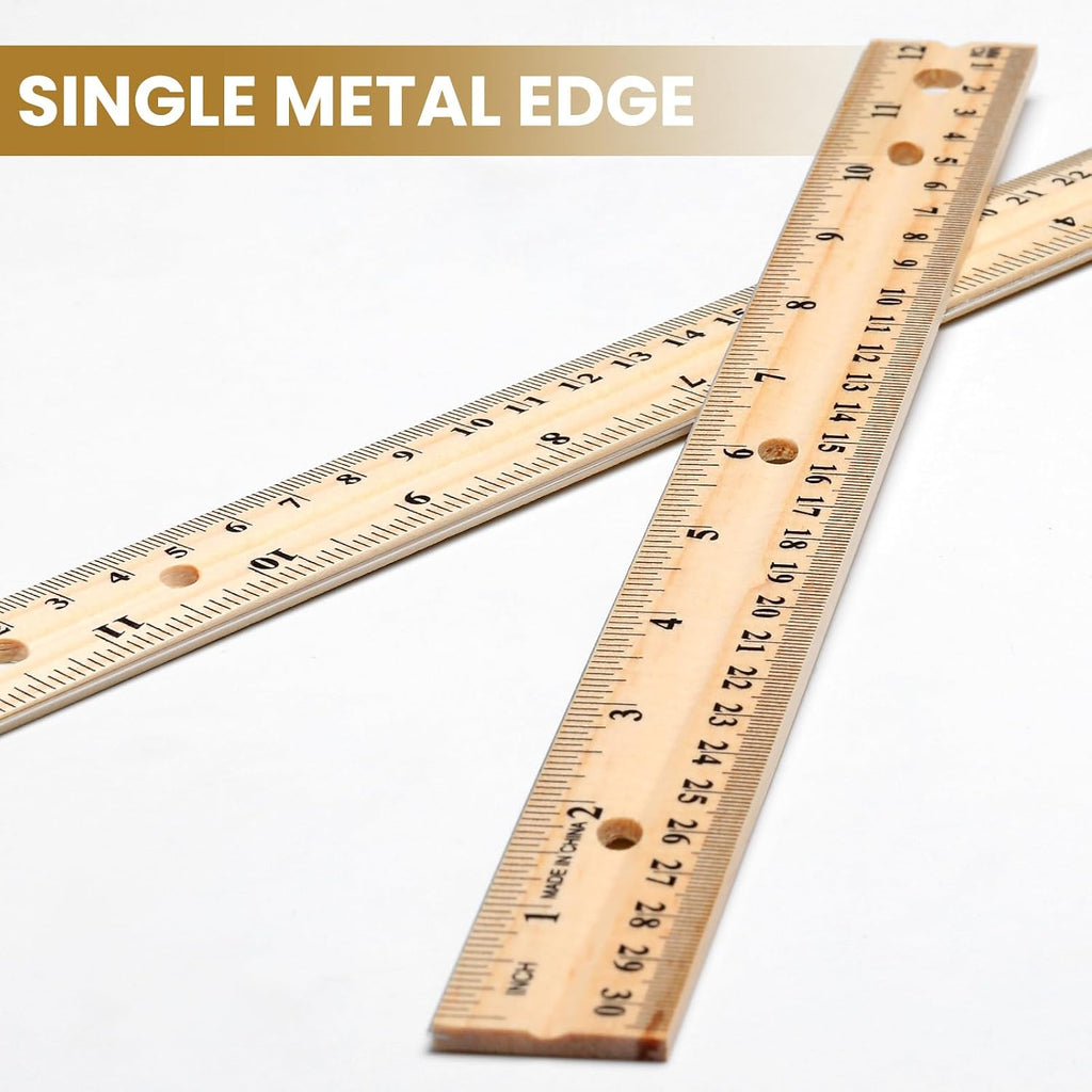 AmazingSpark 12 Pack Wood Rulers Dual Scale Student Ruler 12 Inch/30 cm