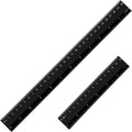 eBoot Plastic Ruler Straight Ruler Plastic Measuring Tool 12 Inches and 6 Inches, 2 Pieces (Black)