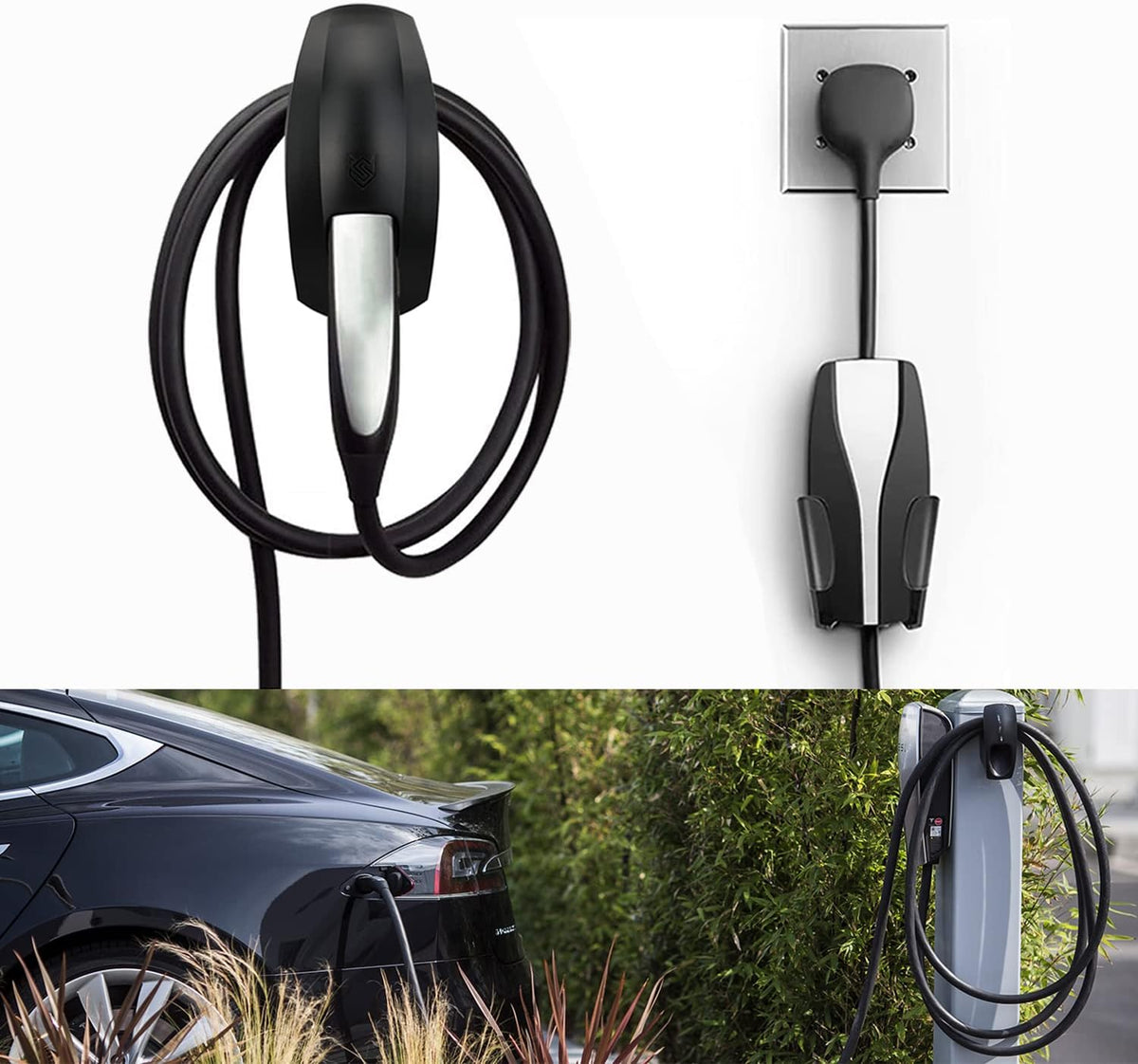 SEVEN SPARTA Charging Cable Holder Wall Mount for Tesla Charger, Black