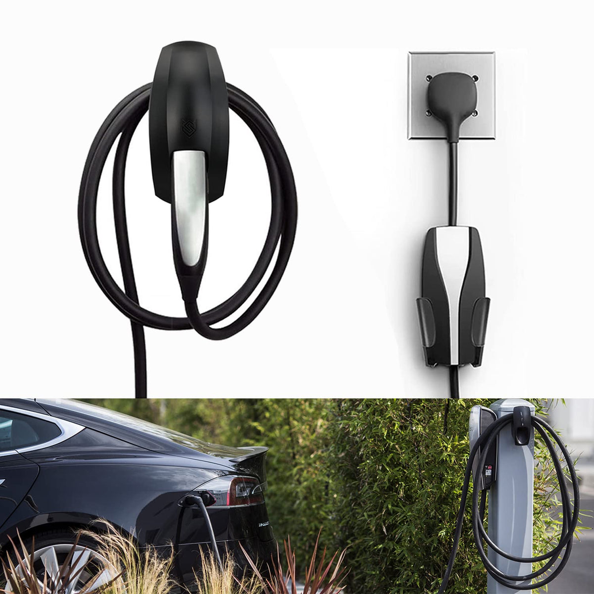 SEVEN SPARTA Charging Cable Holder Wall Mount for Tesla Charger, Black