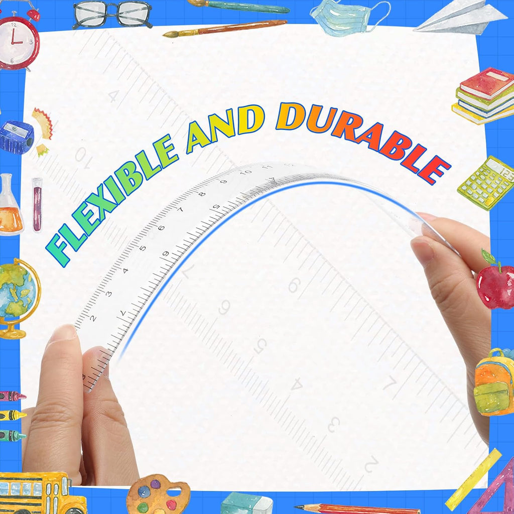 EBOOT 2 Pcs Acrylic Rulers Clear Plastic Rulers Straight Ruler, 6 Inch