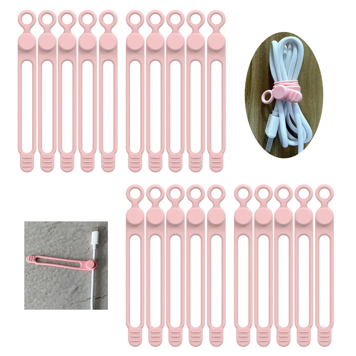 [20Park]UMUST Silicone Cable Ties, Reusable Cable Management Organizer, Cord Tie,Multipurpose Elastic Cord Organizer for Bundling and Fastening Cable Cords Wires(black)