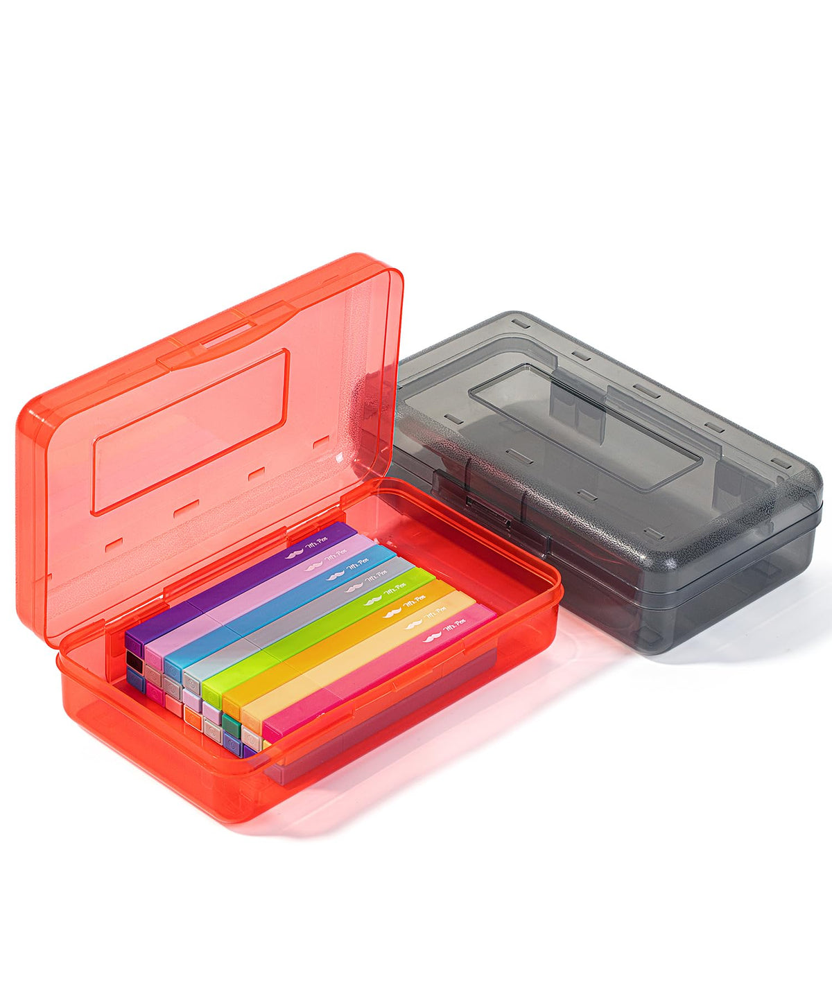 Mr. Pen- Plastic Pencil Case Box, 2 Pack, Large Crayon Marker Pen Organizer