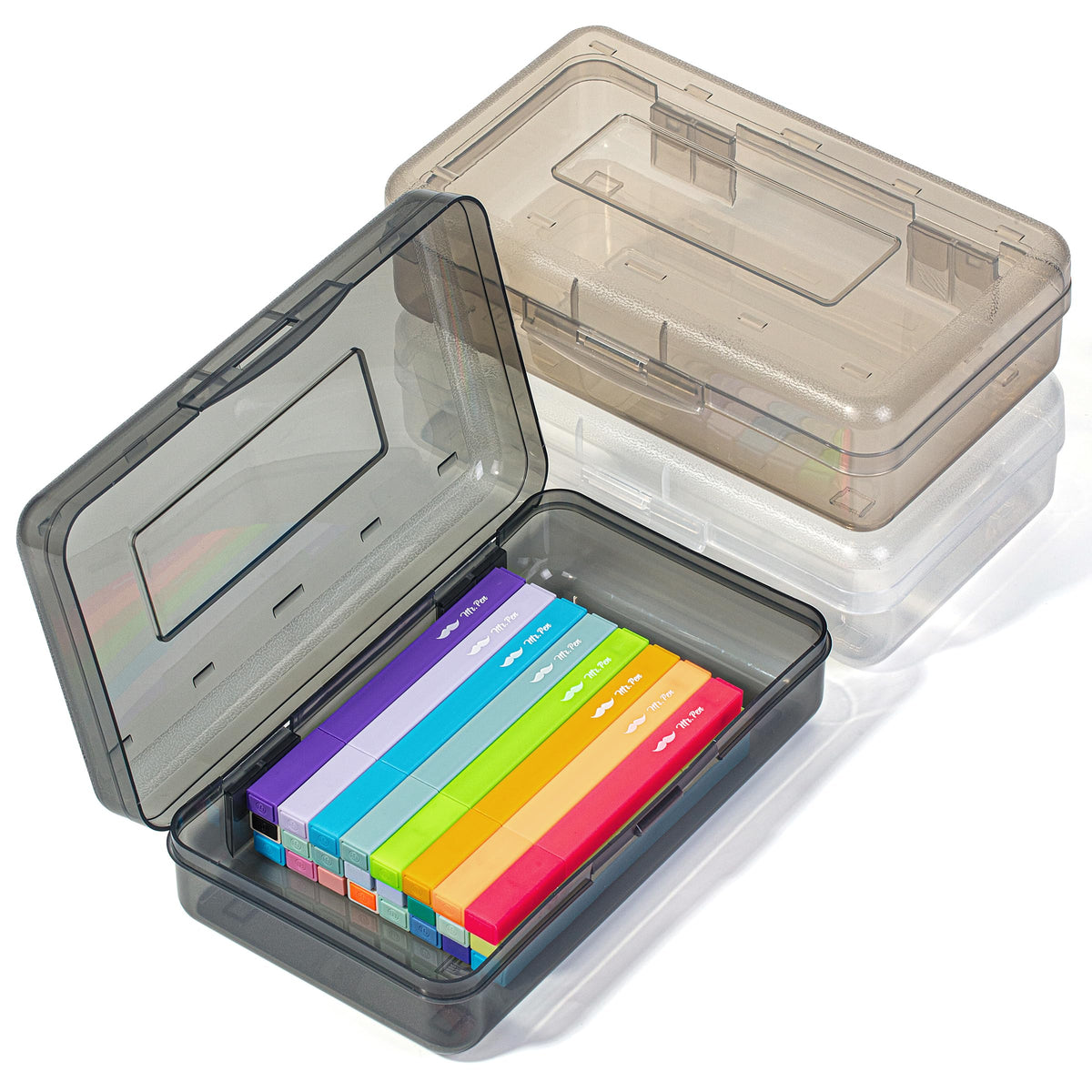 Mr. Pen- Plastic Pencil Case Box, 2 Pack, Large Crayon Marker Pen Organizer