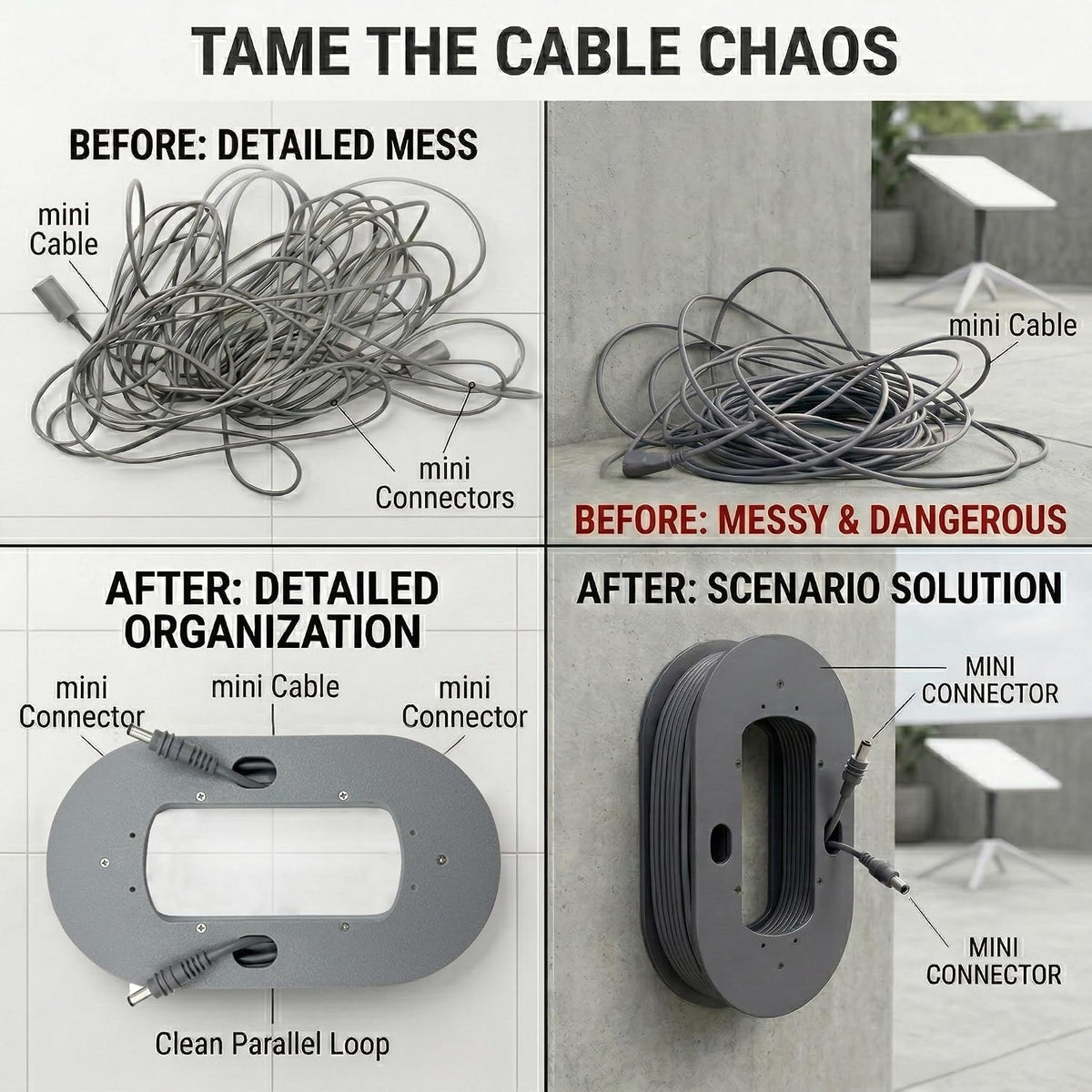 Starlink Mini Ethernet Cable Rack, Wall Mount Cable Management Organizer