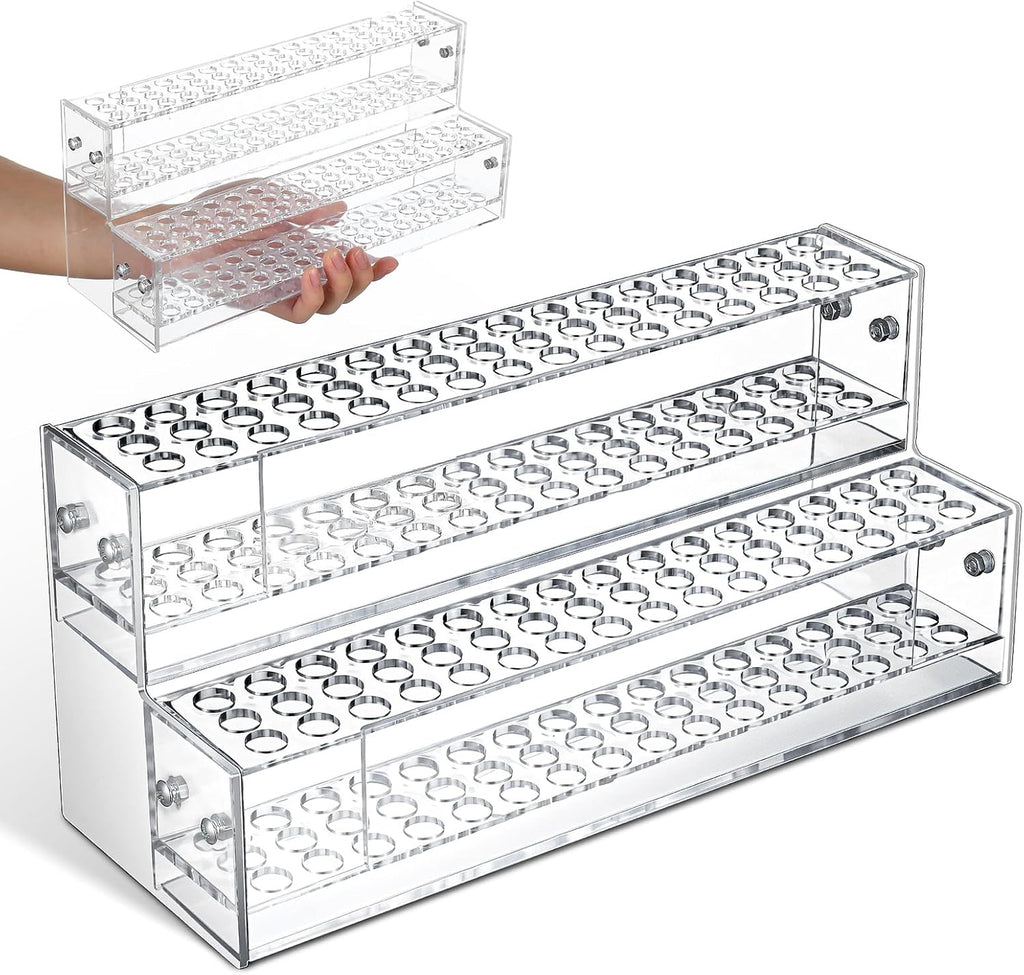 Cabilock Acrylic Pen Display Holder, 96 Slots Beadable Pens Display Stand, Pencil Art Brush Rack Organizer for Home Office School Desk