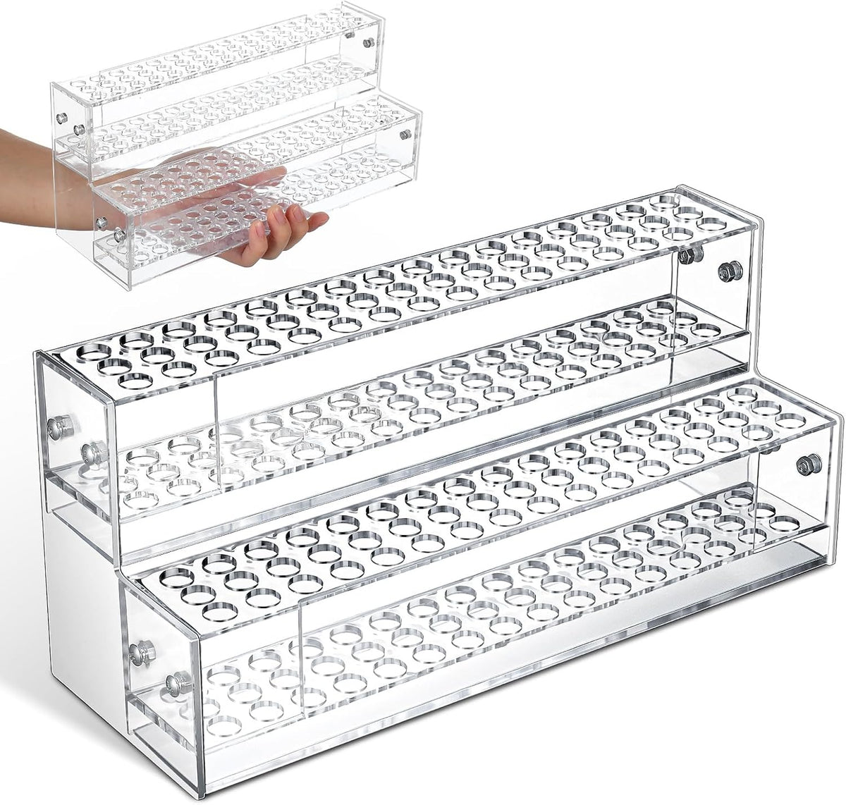 Cabilock Acrylic Pen Display Holder, 96 Slots Beadable Pens Display Stand, Pencil Art Brush Rack Organizer for Home Office School Desk