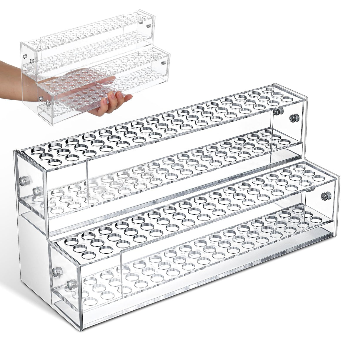 Cabilock Acrylic Pen Display Holder, 96 Slots Beadable Pens Display Stand, Pencil Art Brush Rack Organizer for Home Office School Desk