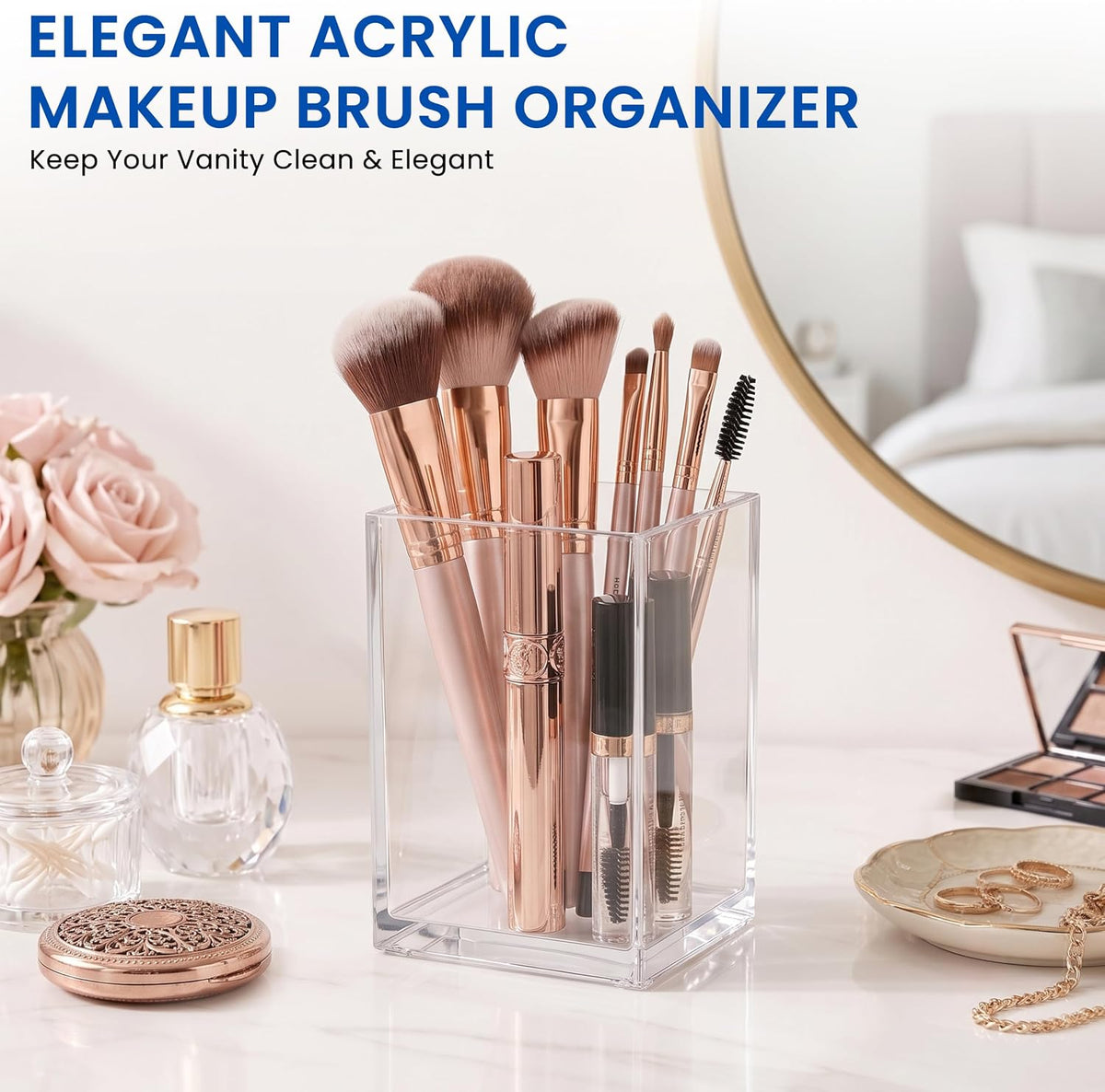 Acrylic Pencil Pen Holder Cup, Clear, 3 Pack | Storage Organizer for School Stationery, Office Desk Accessories, Cosmetic