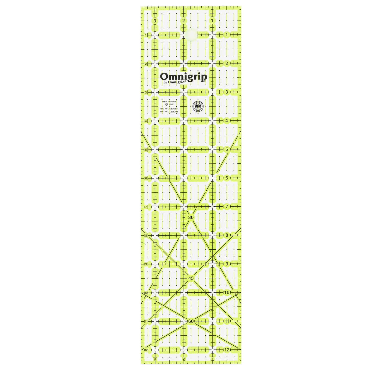 Omnigrip Non-Slip Rectangle Quilting Ruler, Cuts Two -1/2" x 12-1/2" Fabric