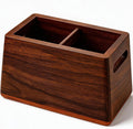 Solid Black Walnut Dual Slot wood Pen Holder for Desk