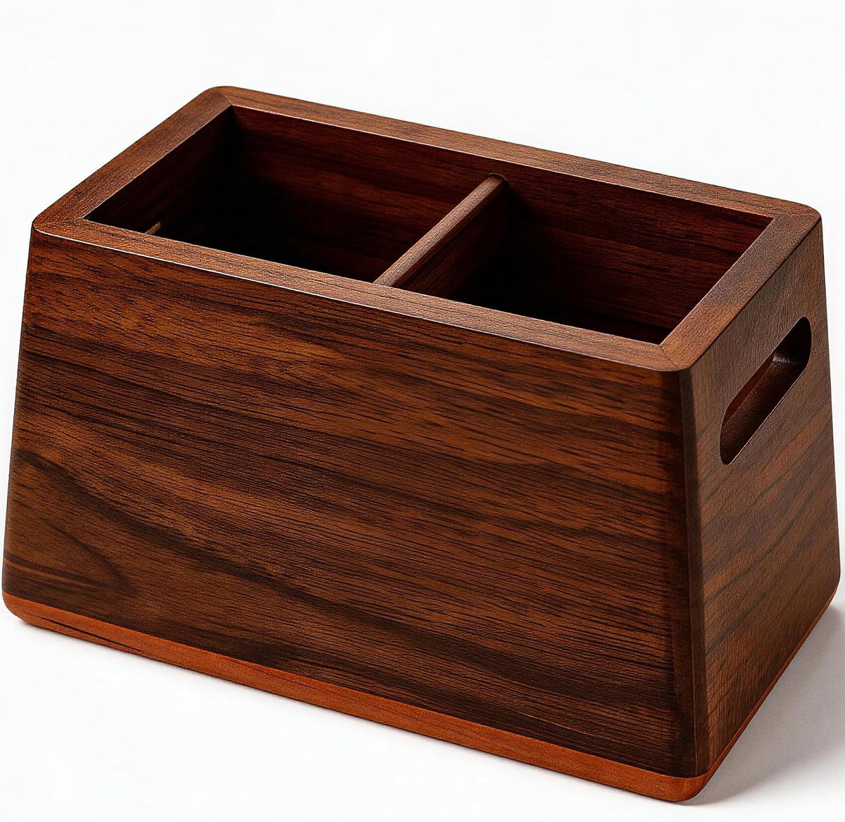 Solid Black Walnut Dual Slot wood Pen Holder for Desk