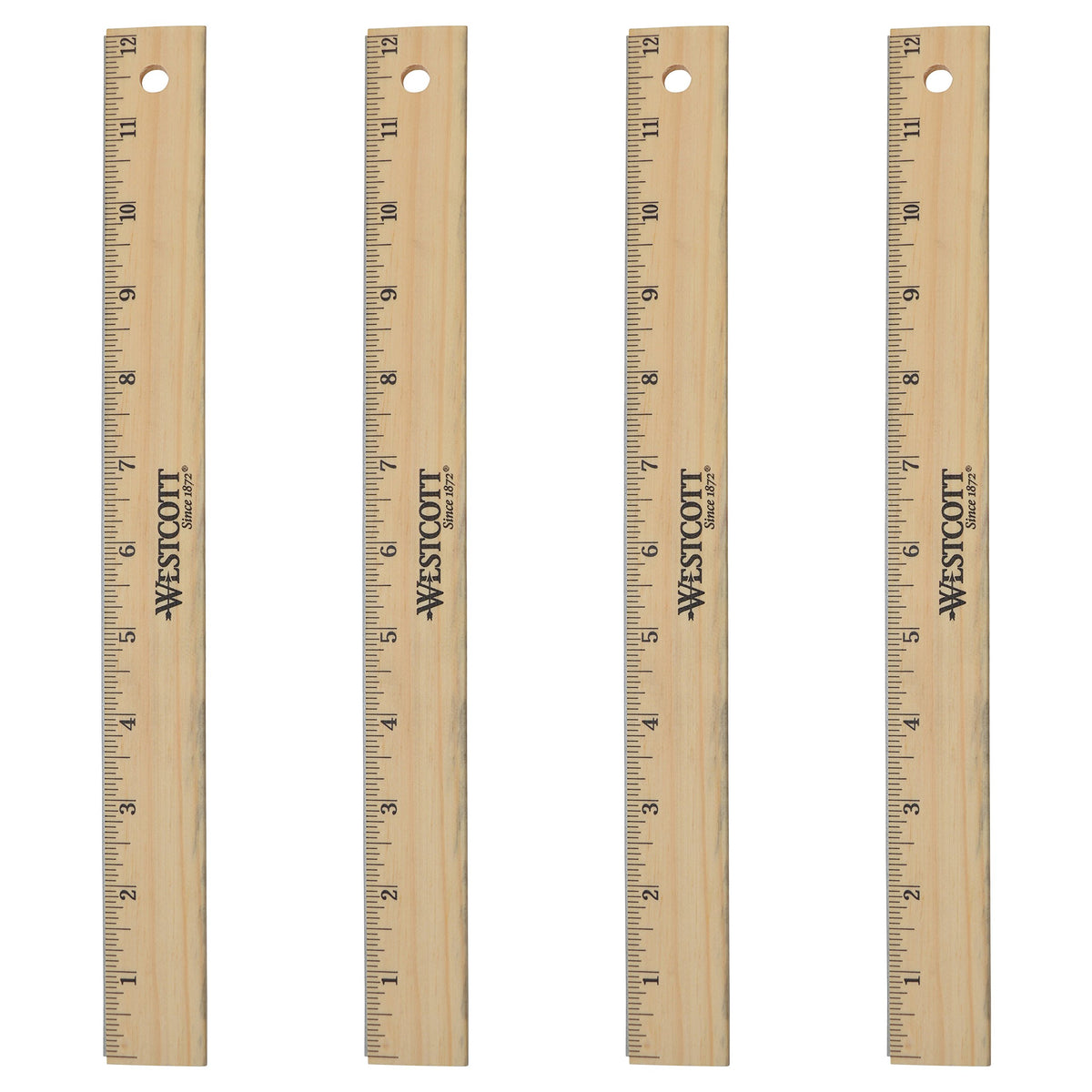 Westcott 05011 Beveled Edge Wooden Ruler, 12 Inch