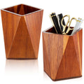 Henoyso 2 Pcs Wood Pen Holder for Desk Wooden Pencil Cups, Black Walnut