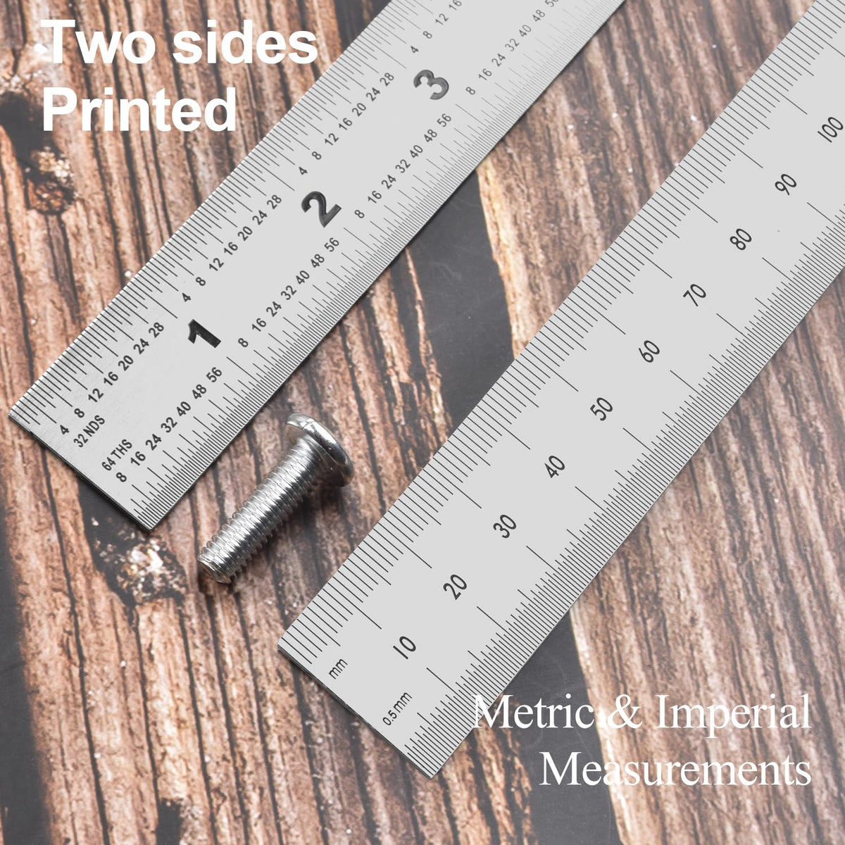 6 Inch Machinist Ruler, 4-Pack Stainless Steel Precision Scale Ruler with Inch/Metric Etched Markings, Dual Side Measuring Rule for Engineers, Drafting, Woodworking